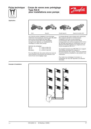 Fiche technique Corps de vanne avec prÃ©rÃ©glage Type ... - Danfoss