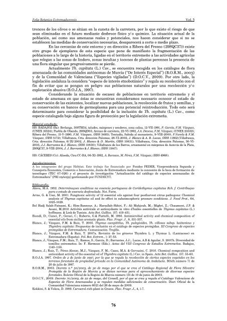 Folia Botanica Extremadurensis, vol. 5 (2011) - Biblioteca digital del ...