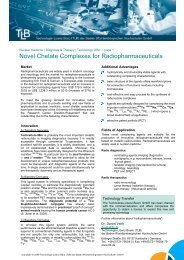 Novel Chelate Complexes for Radiopharmaceuticals - TLB