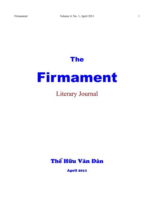 Firmament - Le Cercle LittÃ©raire - Tháº¿ Há»¯u VÄn ÄÃ n - The Literary ...