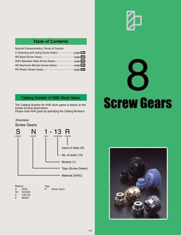 Section 8. - Screw Gears - Quality Transmission Components