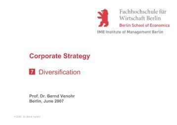 Corporate Strategy Diversification - Prof. Dr. Bernd Venohr