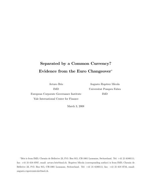 Separated by a Common Currency? Evidence from the Euro ... - IDEA