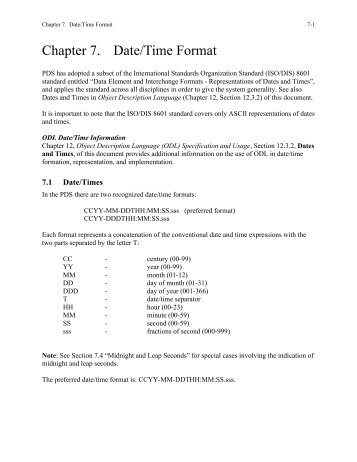 Chapter 7. Date/Time Format - the Planetary Data System