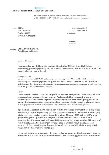 BLAD 1 van 4 Geachte Directeur, Naar aanleiding van de klacht bij ...