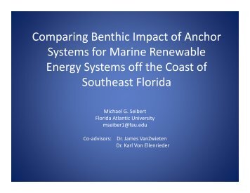 Michael Seibert, Comparing Benthic Impact of Anchor Systems for ...