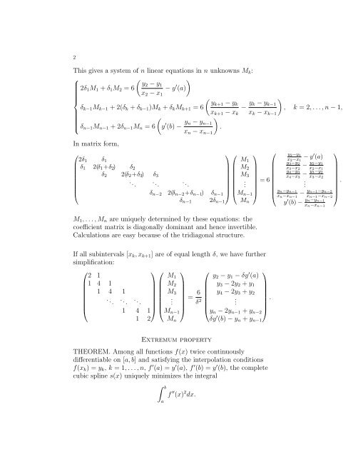 Numerical Analysis Grinshpan Complete Cubic Spline Let x1,...,xn ...