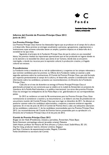 Informe del ComitÃ© de Premios PrÃ­ncipe Claus 2012 - Prince Claus ...