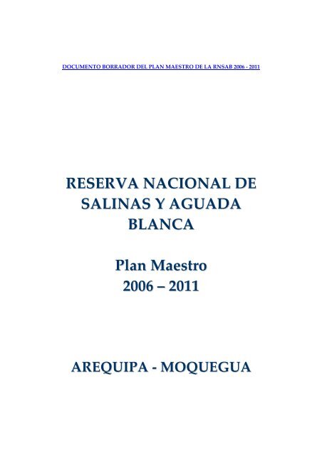 Documento Plan Maestro RNSAB 2006 2011 - Universidad CatÃ³lica ...
