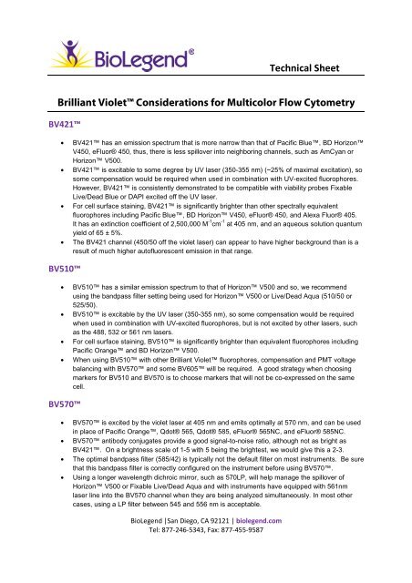 Brilliant Violetâ¢ Considerations for Multicolor Flow ... - BioLegend