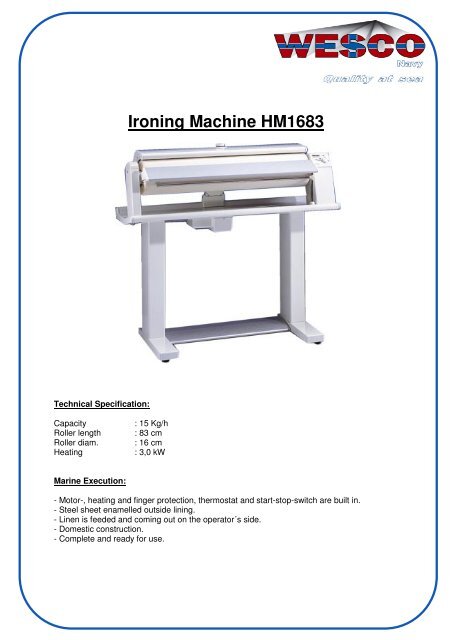 Ironing Machine HM1683 - WESCO-Navy