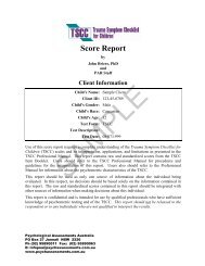 TSCC Score Report - Psychological Assessments Australia