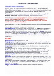 Introduction à la cryptographie - Département de mathématiques