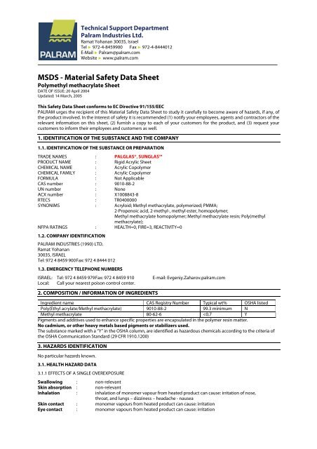 MSDS - Material Safety Data Sheet