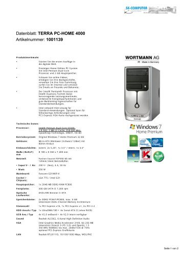 Datenblatt: TERRA PC-HOME 4000 Artikelnummer ... - SE-Computer