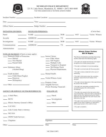 Victim Assistance Notification Form