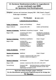 TC Deuten um den coolcash cup 2008 - Stadtsportverband Dorsten eV