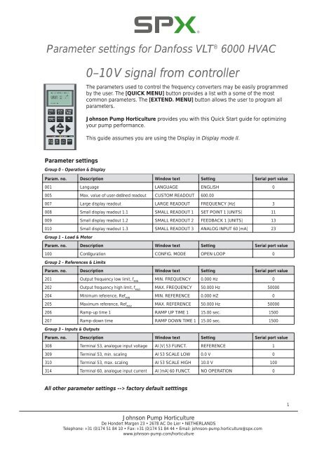 Quick Guide 0-10 V signal - Johnson Pump