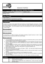 DARWIN MIDDLE SCHOOL Assessment Task Sheet