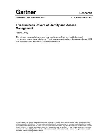 Five Business Drivers of Identity and Access Management