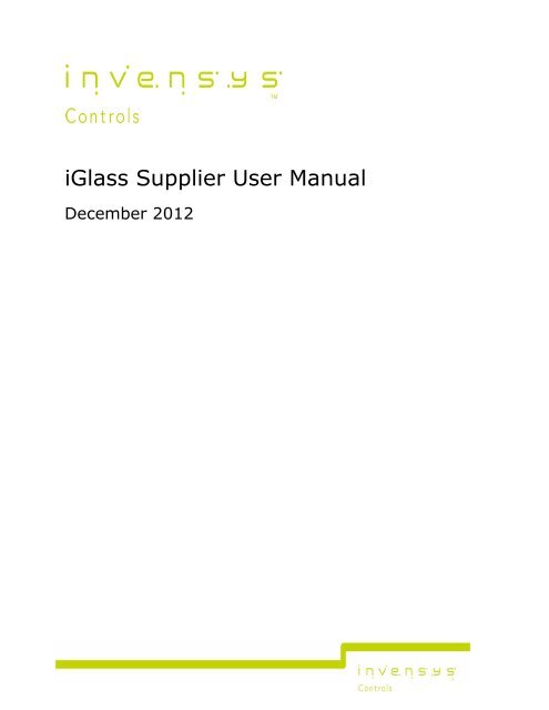 iGlass Supplier User Manual.pdf - Invensys Controls