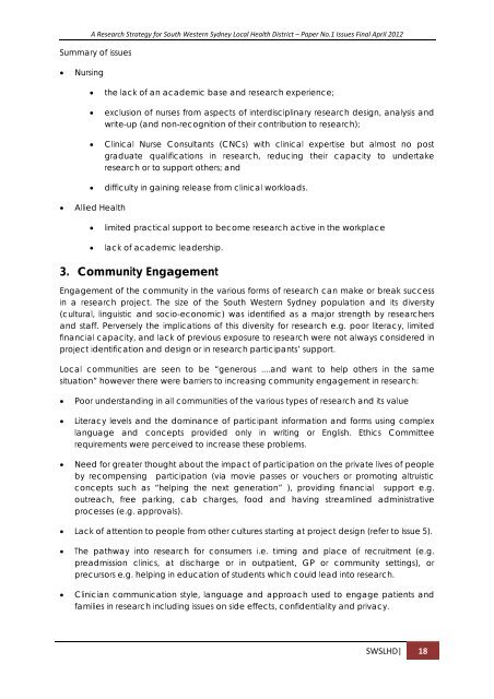 Issues Paper - South Western Sydney Local Health District - NSW ...