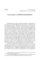 Giovanni Ibba, LA SAPIENZA DI QUMRAN* - CittÃ  Nuova Editrice