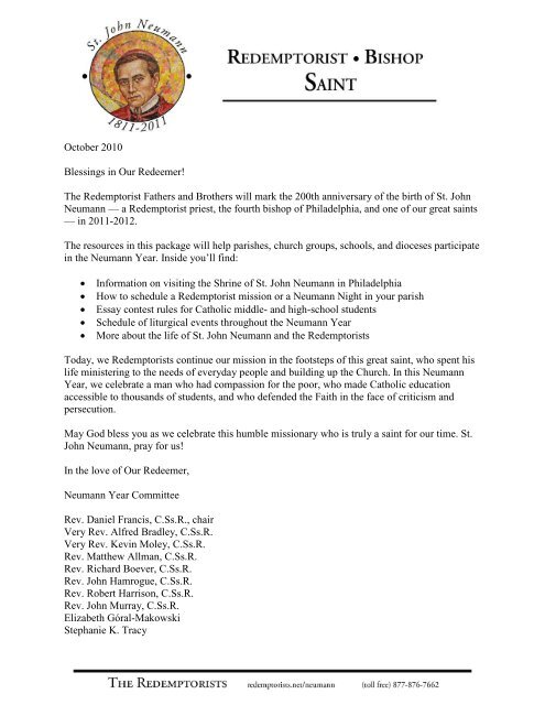 Neumann Packet.pdf - The Redemptorists of the Baltimore Province