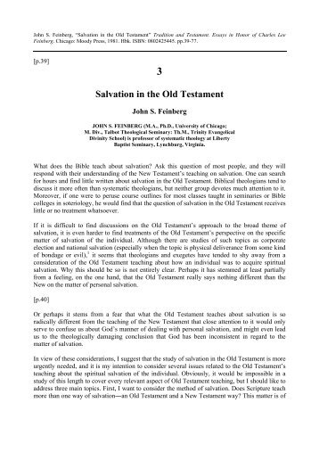 Salvation in the Old Testament - Online Christian Library