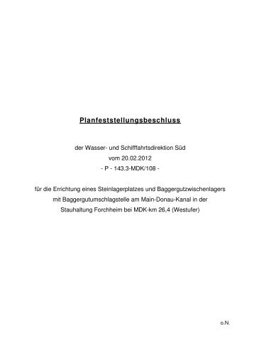 Planfeststellungsbeschluss - SÃ¼d - Wasser- und ...