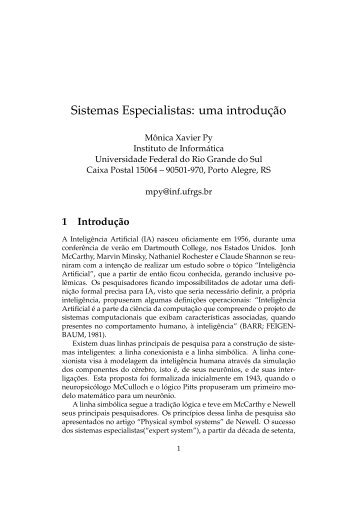 Sistemas Especialistas: uma introduÃ§Ã£o