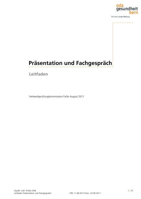 PrÃ¤sentation und FachgesprÃ¤ch - OdA Gesundheit Bern