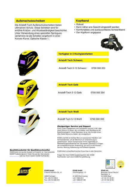 Aristo Tech Helme - ESAB