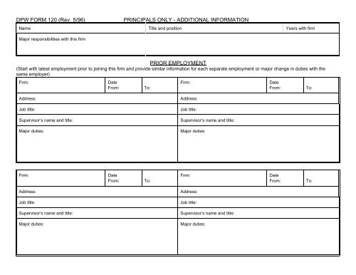 DPW FORM 120 (Rev. 5/96) STATE OF HAWAII QUESTIONNAIRE ...