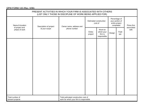 DPW FORM 120 (Rev. 5/96) STATE OF HAWAII QUESTIONNAIRE ...