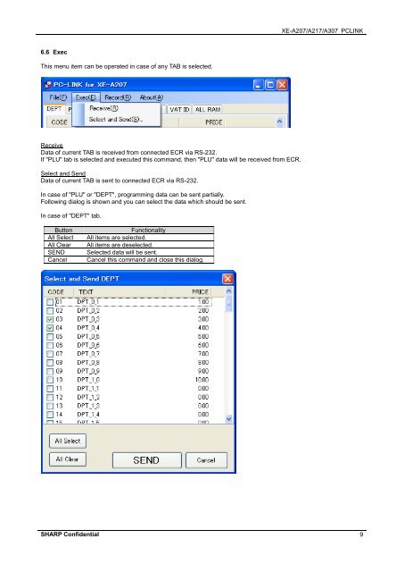 Sharp PC Link Manual XE-A207 & 217