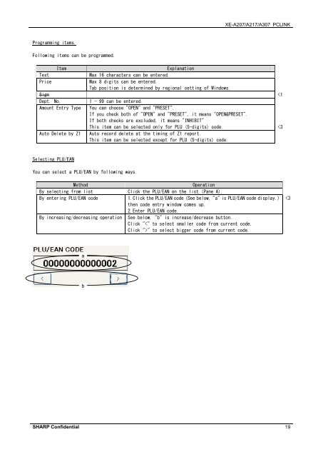 Sharp PC Link Manual XE-A207 & 217