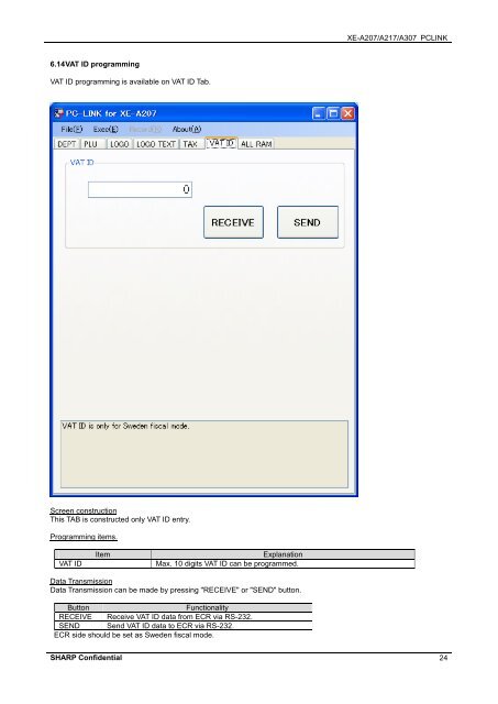 Sharp PC Link Manual XE-A207 & 217