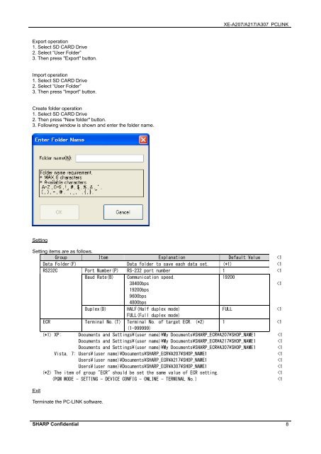 Sharp PC Link Manual XE-A207 & 217