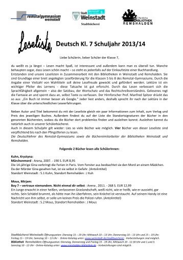 Klasse 7 (PDF) - Remstal-Gymnasium Weinstadt