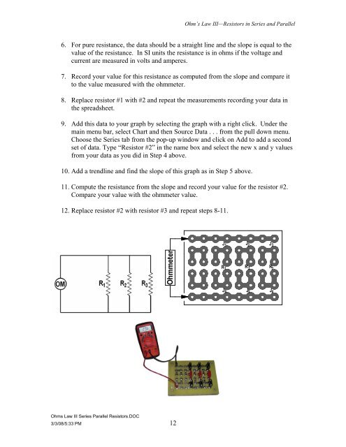 Ohm's Law III -- Resistors in Series and Parallel - Department of ...