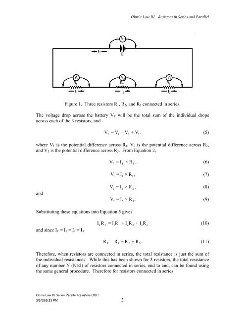 Ohm's Law III -- Resistors in Series and Parallel - Department of ...