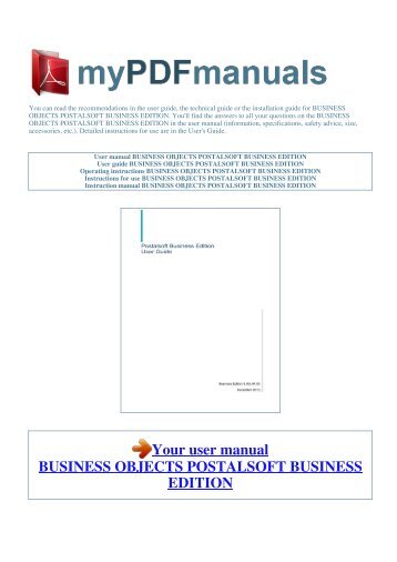 postalsoft business edition - MY PDF MANUALS