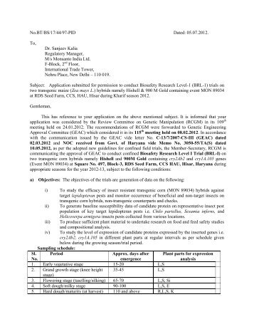 Monsanto India Ltd. - IGMORIS - Indian GMO Research Information ...