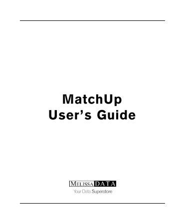 MatchUp User's Guide - Melissa Data