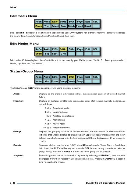 Duality SE Operator's Manual - Solid State Logic