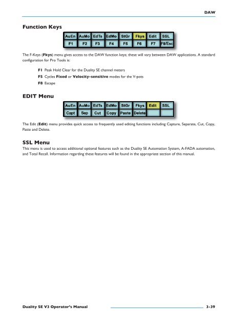 Duality SE Operator's Manual - Solid State Logic