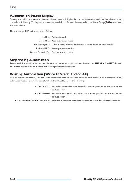 Duality SE Operator's Manual - Solid State Logic