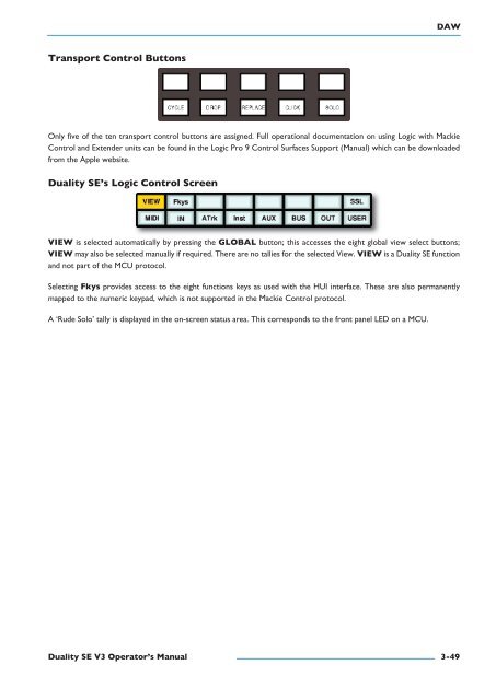 Duality SE Operator's Manual - Solid State Logic