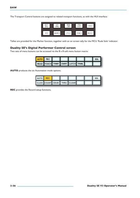 Duality SE Operator's Manual - Solid State Logic